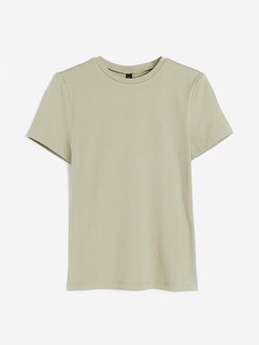 H&M Light Sage Crew Neck Short Sleeve Stretchy Fitted T-Shirt (XXL)